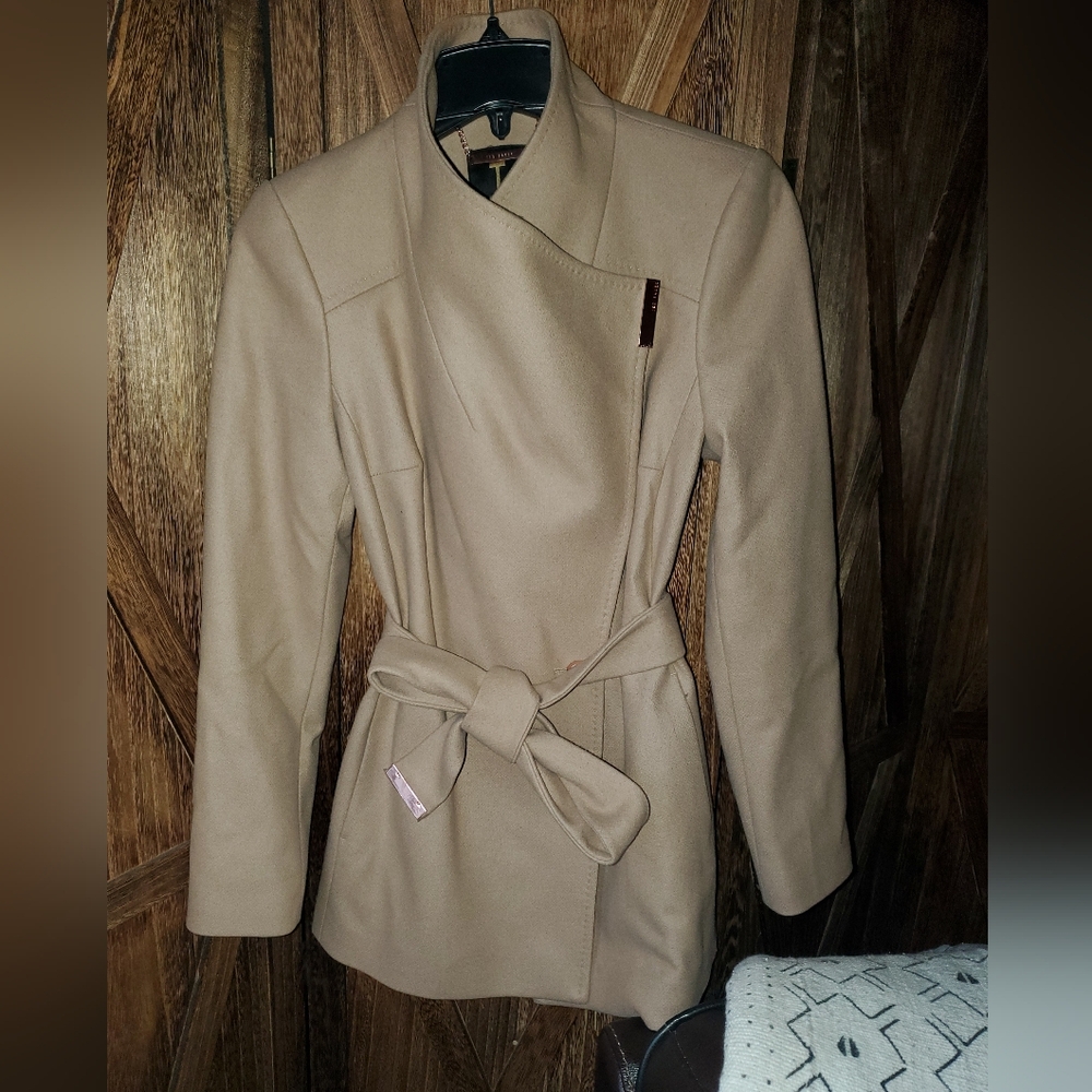 Ted Baker Camel short Wrap wool coat  (Ted Baker size 2)